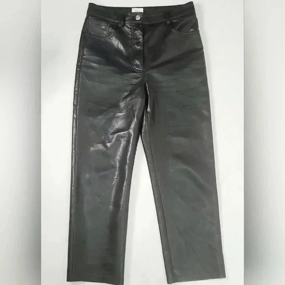 Wilfred Aritzia Malina Vegan Black Stretchy Staight Leg Pant SZ 10 Fits 8 - Picture 3 of 12